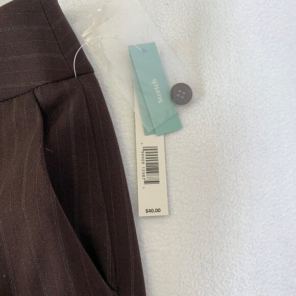 apt 9 The Maxwell Pant Brown Pinstripe Cropped Women’s Petite 4 Pants NWT - Picture 7 of 10